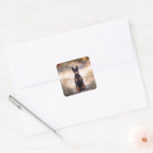 Sticker Carré Pinscher Nain Assis (Enveloppe)