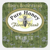 Sticker Carré Pinstripes et Fleurs de Mélange Floral (Devant)