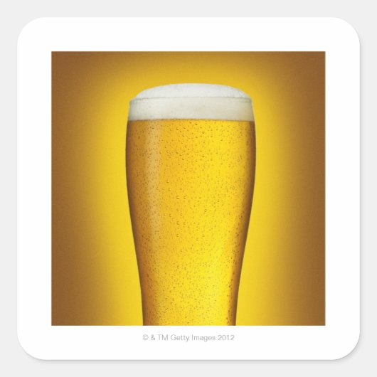 Sticker Carré pinte de bière avec spritz (Devant)