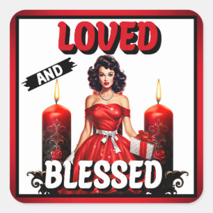 Sticker Carré Pinup rétro adoré et béni