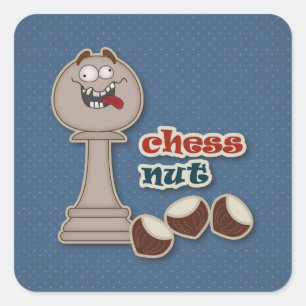 Sticker Carré Pion d'échecs, noix d'échecs et châtaignes