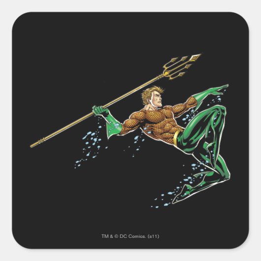 Sticker Carré Pique-nique Aquaman avec Spear (Devant)