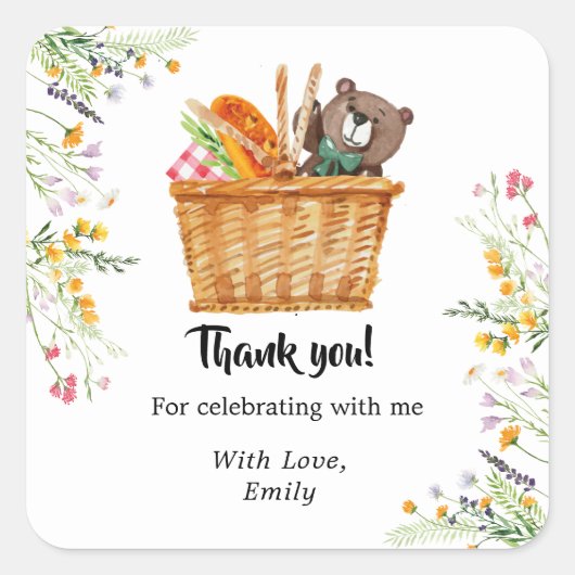 Sticker Carré Pique-nique Merci, faveurs (Devant)