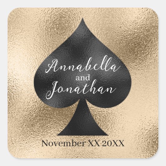 Sticker Carré Pique noir sur fond doré (Devant)