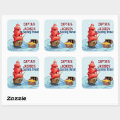 Sticker Carré Pirate Birthday Party Design de rayures de bateau (Feuille)