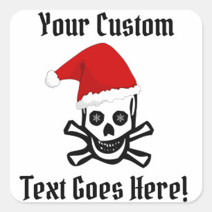 Sticker Carré Pirate de Noël amusant avec votre texte personnali