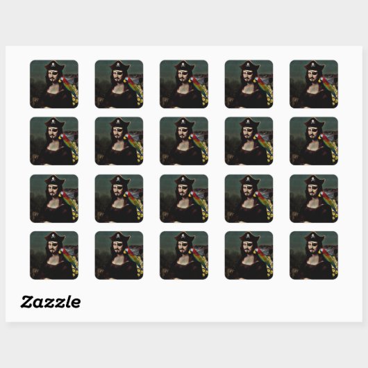 Sticker Carré Pirate Mona Lisa with Eye Patch (Feuille)