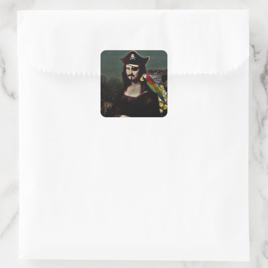 Sticker Carré Pirate Mona Lisa with Eye Patch (Sac)