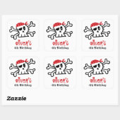 Sticker Carré Pirate Skull Skeleton Boy's Birthday Party Favor (Feuille)