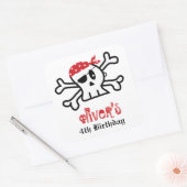 Sticker Carré Pirate Skull Skeleton Boy's Birthday Party Favor (Enveloppe)