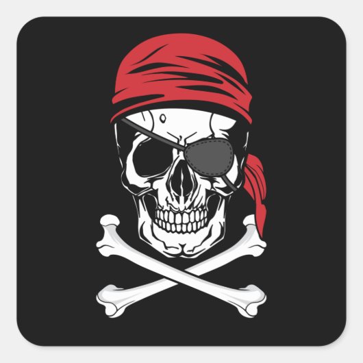 Sticker Carré Pirates | Costume de patchs pour yeux de pirate (Devant)