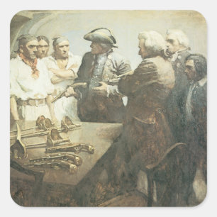 Sticker Carré Pirates Vintage, Préparation de la mutinerie par N