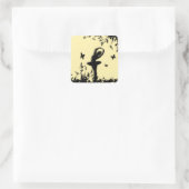 Sticker Carré Pirouette Ballerina dans Jardin Jaune (Sac)