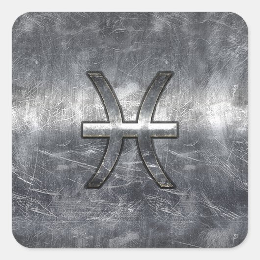 Sticker Carré Pisces Zodiac Connexion Gruning acier style print (Devant)