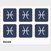 Sticker Carré Pisces Zodiac on Blue Carbon Fiber (Feuille)