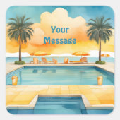 Sticker Carré Piscine d'eau fête d'été (Devant)