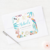 Sticker Carré Piscine tropicale Anniversaire (Enveloppe)