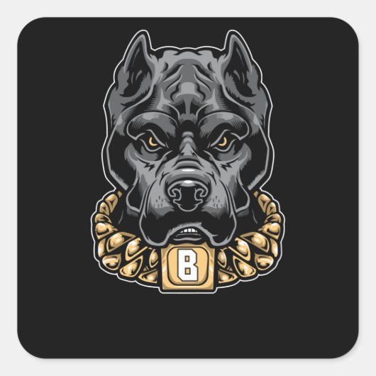 Sticker Carré Pitbull (Devant)