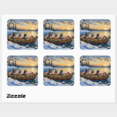 Sticker Carré Pitbull Christmas Boat Holiday (Feuille)