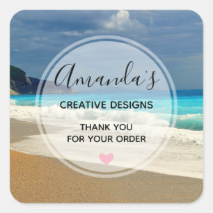 Sticker Carré Pittoresque Turquoise Blue Sea Beach Photo Busines