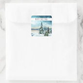 Sticker Carré Pittoresque Winter Wonderland aquarelle peinture (Sac)