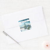 Sticker Carré Pittoresque Winter Wonderland aquarelle peinture (Enveloppe)