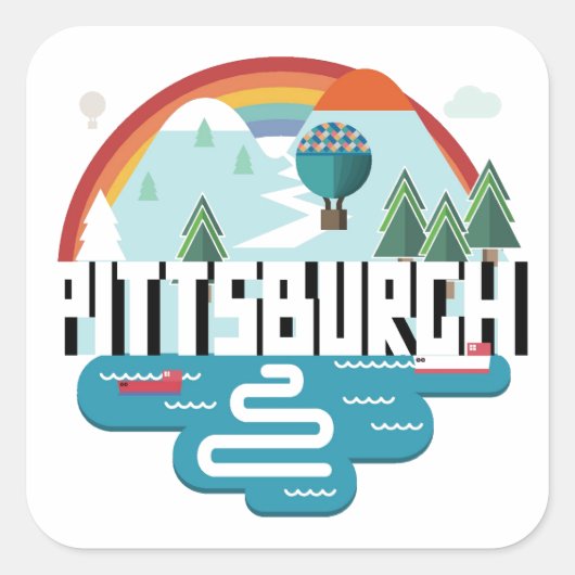 Sticker Carré Pittsburgh, Pennsylvanie | Design Cityscape (Devant)