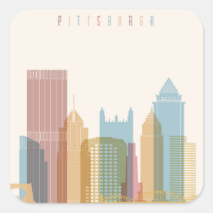 Sticker Carré Pittsburgh, Pennsylvanie Ville Skyline