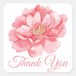 Sticker Carré Pivoine Rose Florale Fleur de Remerciement Pivoine