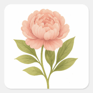 Sticker Carré Pivoine — Vie heureuse, mariage heureux