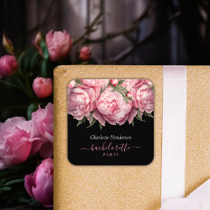 Sticker Carré Pivoines roses enterrement de vie de jeune fille n