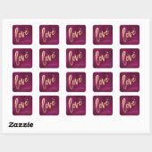 Sticker Carré PixDezines Amour, faux or Vin Rouge (Feuille)