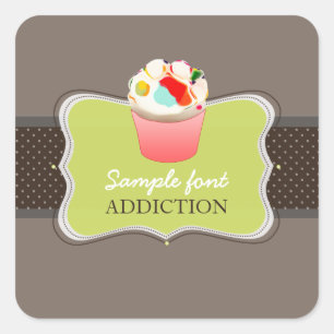 Sticker Carré PixDezines do-it-yourself couleurs, cupcake de la 