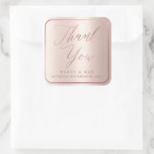 Sticker Carré PixDezines FAUX ROSE OR MERCI, SCRIPT MODERNE (Sac)