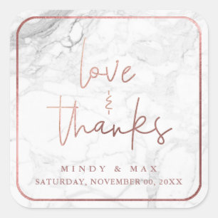 Sticker Carré PixDezines MARBRE FAUX OR ROSE LOVE+REMERCIEMENTS
