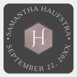 Sticker Carré PixDezines Monogram Blush Pink Honeypeb