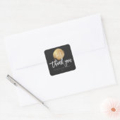 Sticker Carré PixDezines Monogram Faux Gold Foil, Merci (Enveloppe)