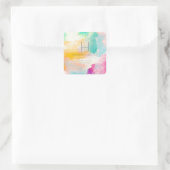 Sticker Carré PixDezines Monogramme Aquarelle Brush Strokes (Sac)