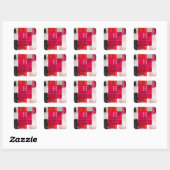 Sticker Carré PixDezines Monogramme, Blush+Silver+Bloc de couleu (Feuille)