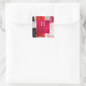 Sticker Carré PixDezines Monogramme, Blush+Silver+Bloc de couleu (Sac)