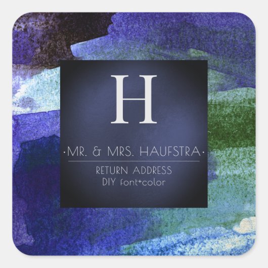 Sticker Carré PixDezines Monogramme, Blush+Silver+Bloc de couleu (Devant)