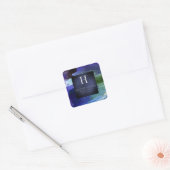 Sticker Carré PixDezines Monogramme, Blush+Silver+Bloc de couleu (Enveloppe)