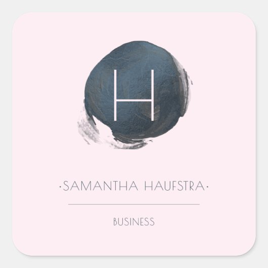 Sticker Carré PixDezines Monogramme Faux Assiette bleu (Devant)