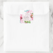 Sticker Carré PixDezines Orchidée Isle, Orchidée rose+Ti Feuille (Sac)