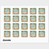Sticker Carré PixDezines scène de plage vintage (Feuille)