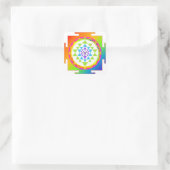 Sticker Carré PixDezines Sri Yantra/Chakra Clearing/Rainbow (Sac)