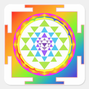Sticker Carré PixDezines Sri Yantra/Chakra Clearing/Rainbow