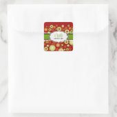 Sticker Carré PixDezines Vert+Rouge Ornements de Noël (Sac)