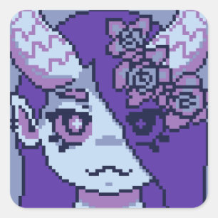 Sticker Carré Pixel Art de Purple girl pixelart
