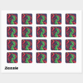 Sticker Carré Pixel Art de Red dragon (Feuille)